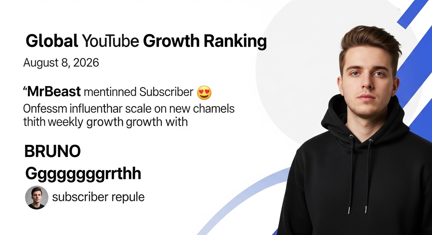 2026년 8월 8일 주간 글로벌 유튜브 채널 성장 순위: MrBeast 선두, 신규 채널 약진